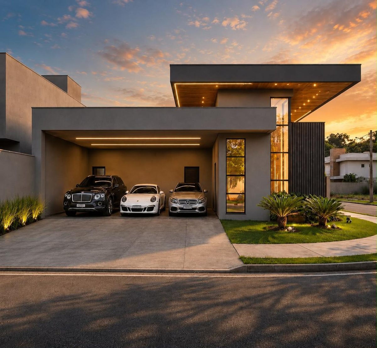Garagem para 3 carros da Casa Genebra