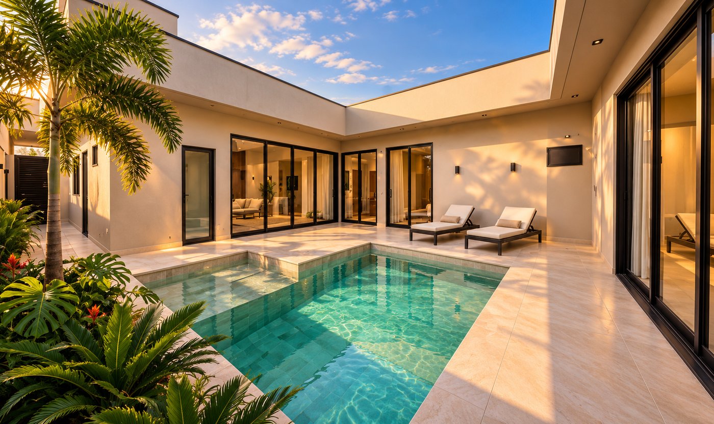 Piscina no pátio da Casa Signature